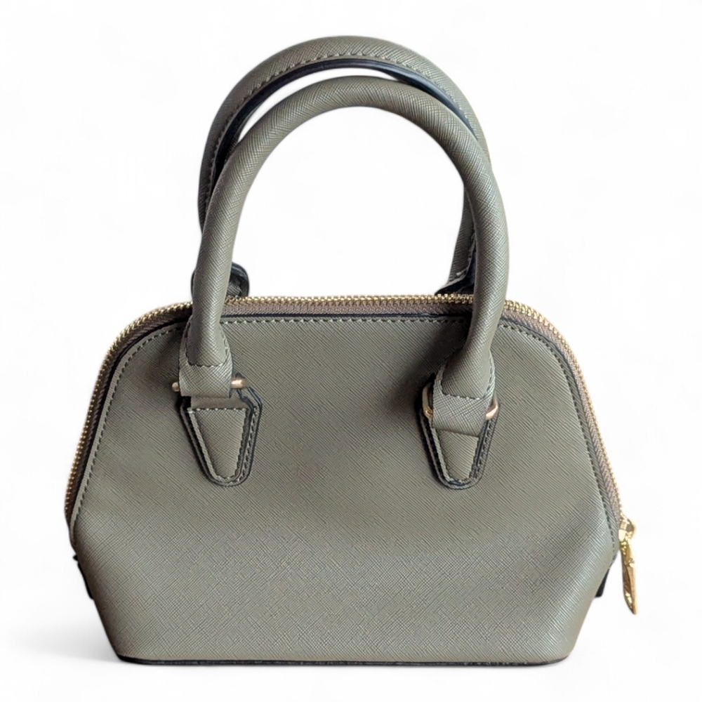 Steve Madden Small Crossbody Faith Saffiano Gray Olive Dome Bag‎ Satchel - Picture 4 of 10